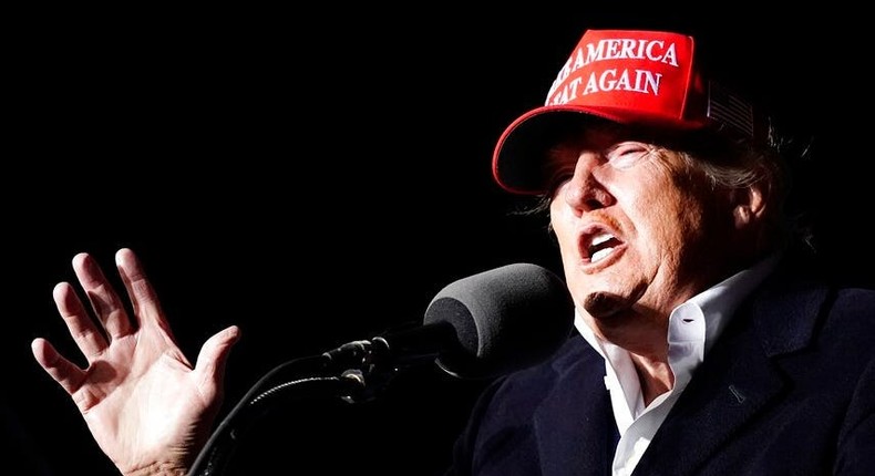 Former President Donald Trump speaks at a Save America rally in Florence, Ariz., on January 15, 2022.