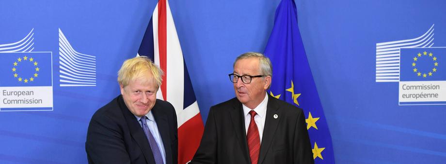 Premier Wielkiej Brytanii Boris Johnson i szef KE Jean-Claude Juncker