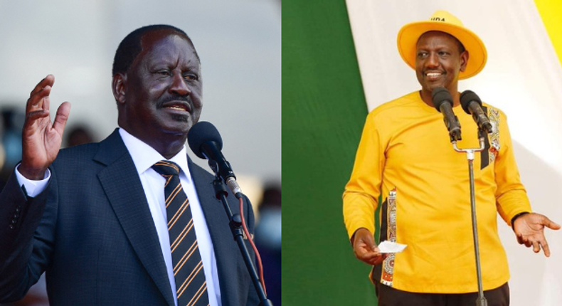 A collage of former Prime Minister Raila Odinga and Deputy President William Ruto 