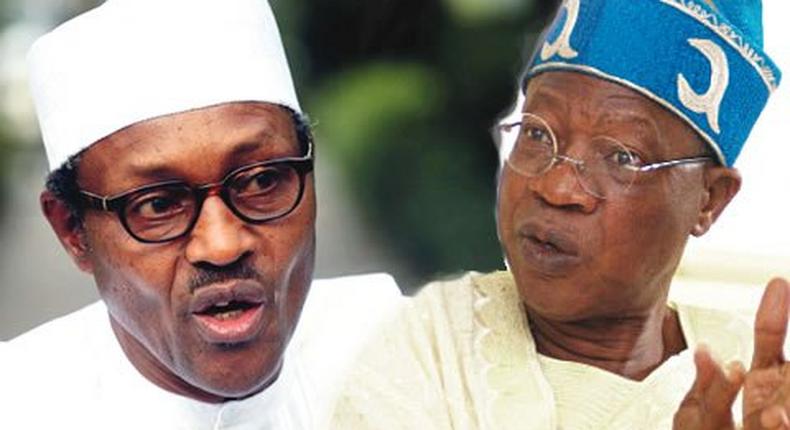 President Muhammadu Buhari and the minister of Information and Culture, Alhaji Lai Mohammed (Herald)