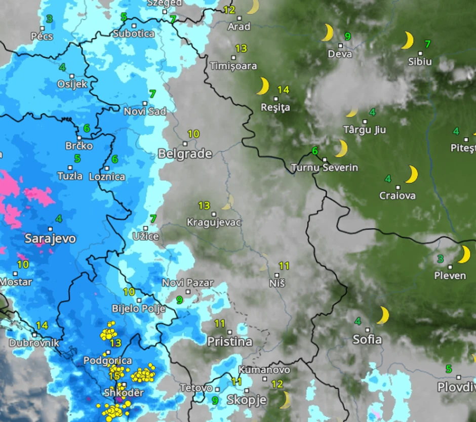 Kiša u Srbiji u 4 sata posle ponoći