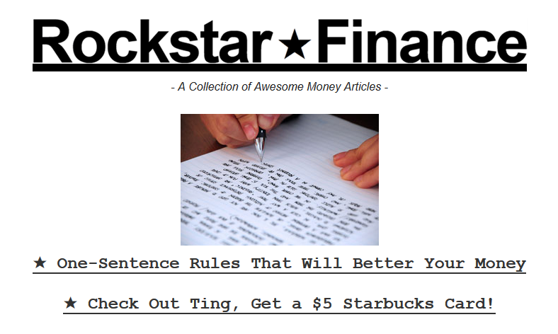 Twórca Rockstar Finance „J. Money” zajmuje się gromadzeniem w jednym miejscu najlepszych finansowych artykułów pochodzących z całej sieci, a przede wszystkim od najzdolniejszych osób piszących o pieniądzach oraz popularnych blogerów. Ma to na celu uzyskanie różnorodnych opinii, głosów i doświadczeń na jednej stronie. RF posiada także własnego bloga o tematyce „finanse osobiste”.