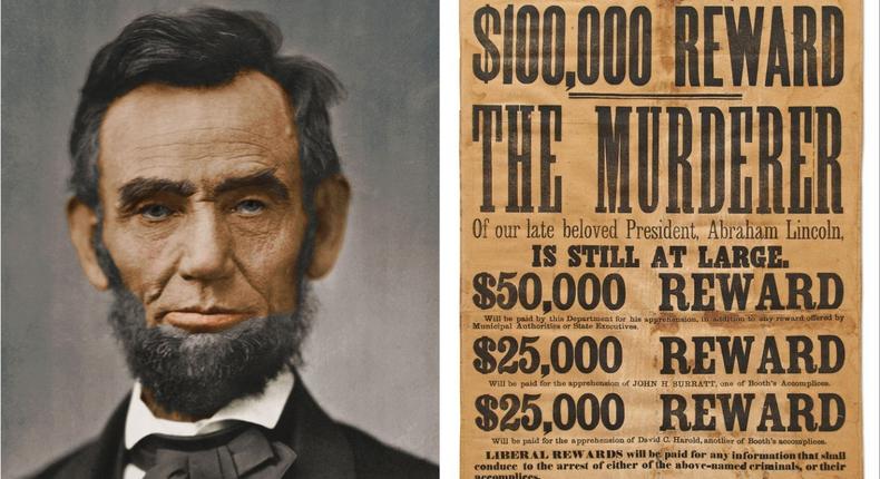 The poster advertised cash rewards for Abraham Lincoln's killers.Getty Images/Nate D. Sanders Auctions
