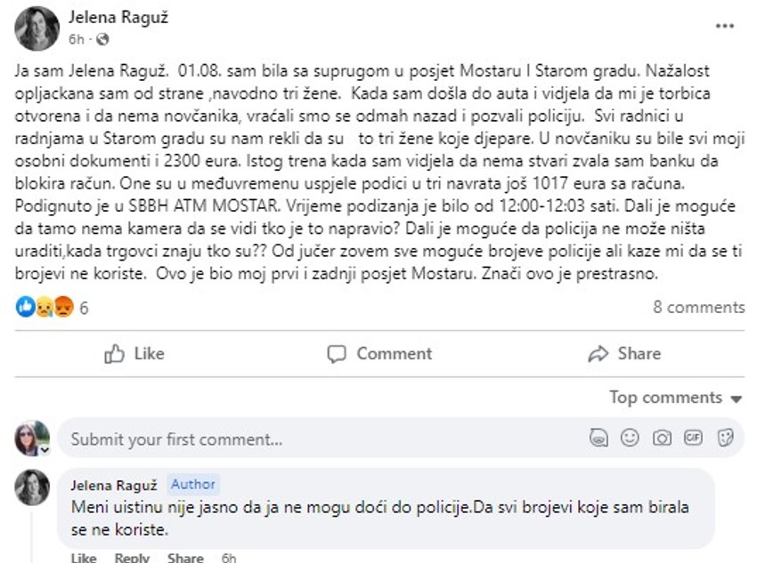 Objave na Fejsbuku Jelene Raguž