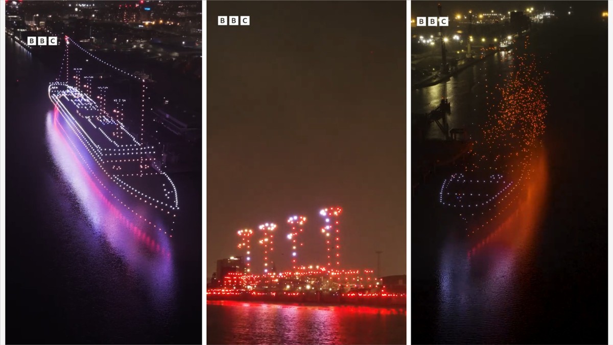Niezwykły pokaz dronów w Belfaście. Po 114 latach Titanic ponownie 