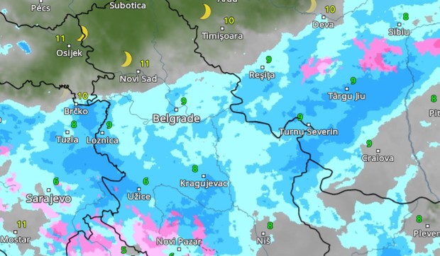 Radarski snimci: Kiša i sneg u Srbiji: RHMZ upozorava na obilne padavine i opasnost od poplava
