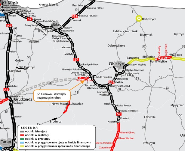 Trasa S5 Ornowo - Wirwajdy. Źródło: GDDKiA