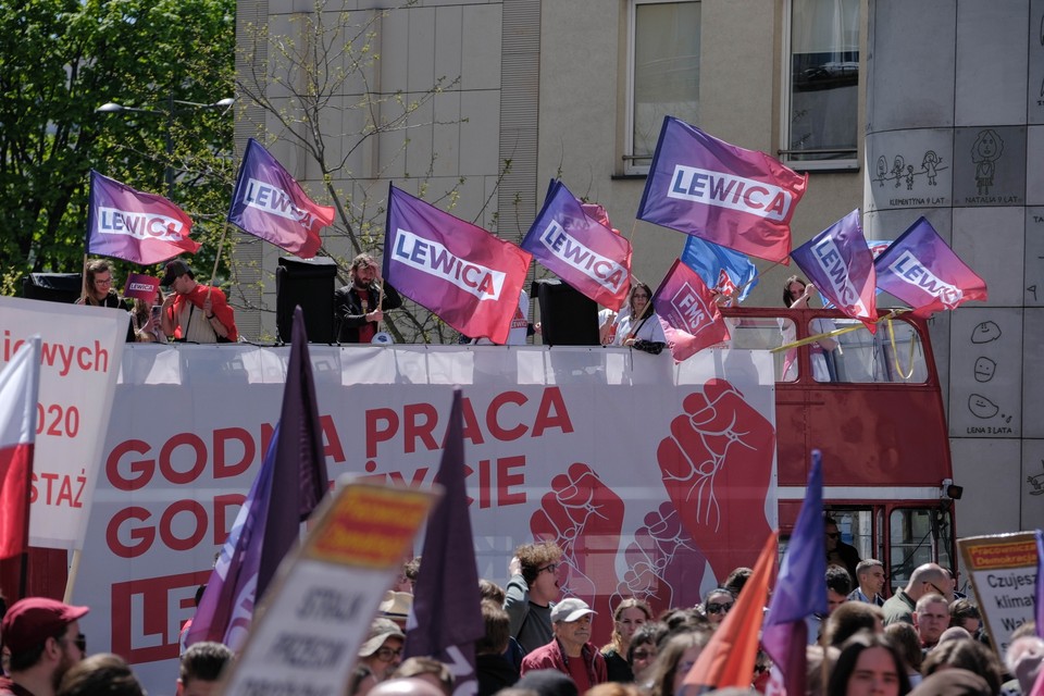 Marsz Lewicy i związków zawodowych w Warszawie