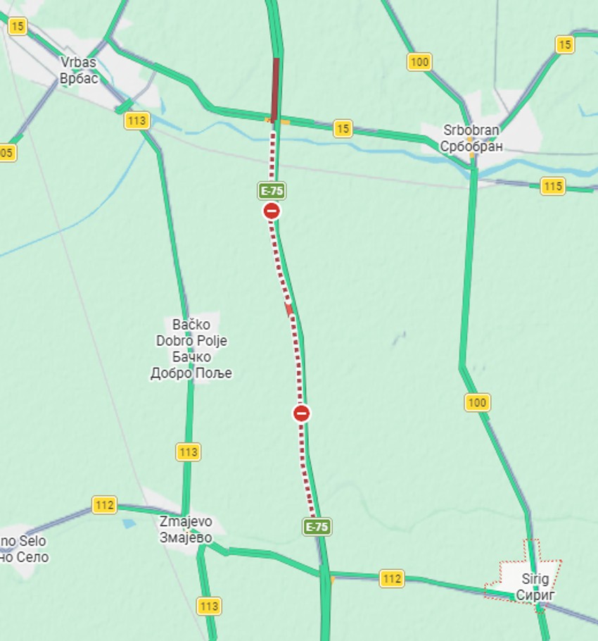 Saobraćajna nesreća kod petlje Vrbas na auto-putu Subotica-Novi Sad, saobraćaj blokiran