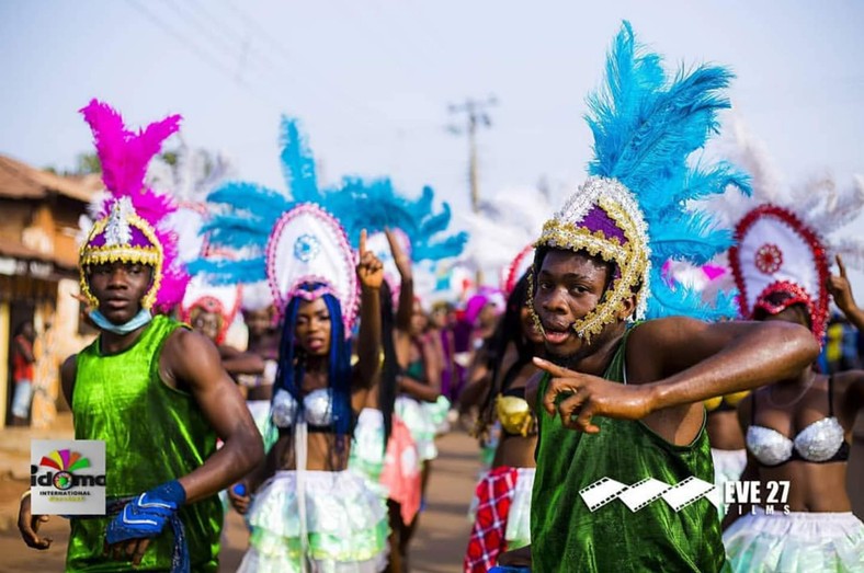 A cultural troupe at the Idoma International Carnival 