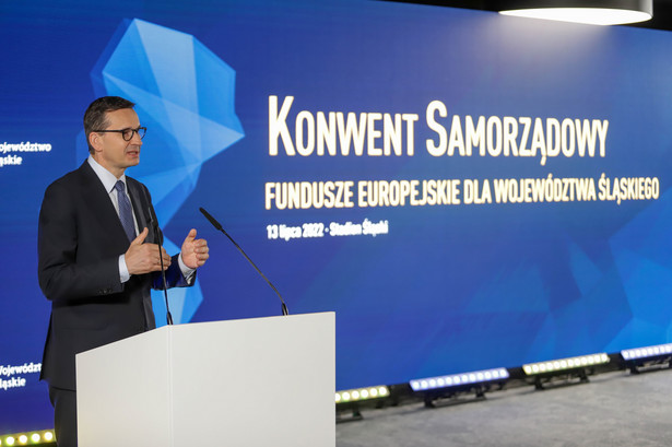 Premier Mateusz Morawiecki podczas konwentu samorządowego nt. funduszy europejskich dla województwa śląskiego