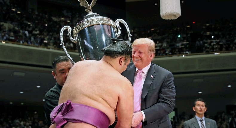 trump sumo match japan trip