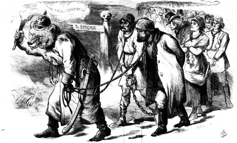 Rosyjska cywilizacja. Karykatura z londyńskiej gazety z 1880 r.