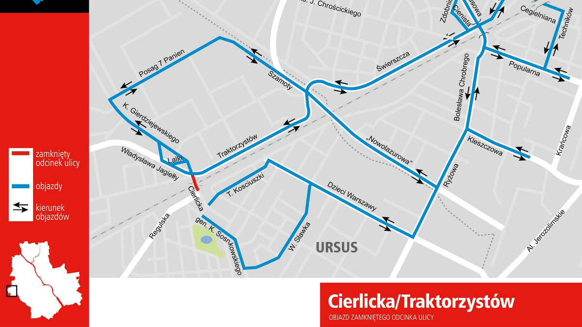 Zamknięta ul. Cierlicka, objazdy, zmiany tras siedmiu linii autobusowych – od piątku szykują się duże utrudnienia w warszawskim Ursusie. Wszystko przez remont wiaduktu kolejowego. Dzięki niemu pociągi w tym miejscu będą jeździć dużo szybciej. Prace potrwają trzy miesiące.