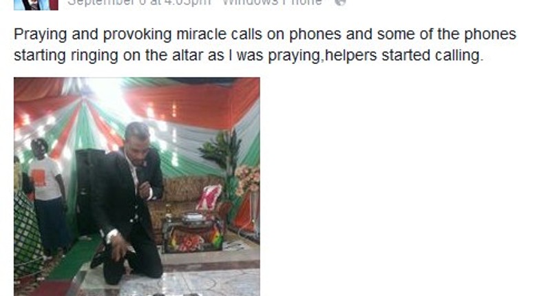 Pastor shares photos on facebook of him provoking miracles via church members phones