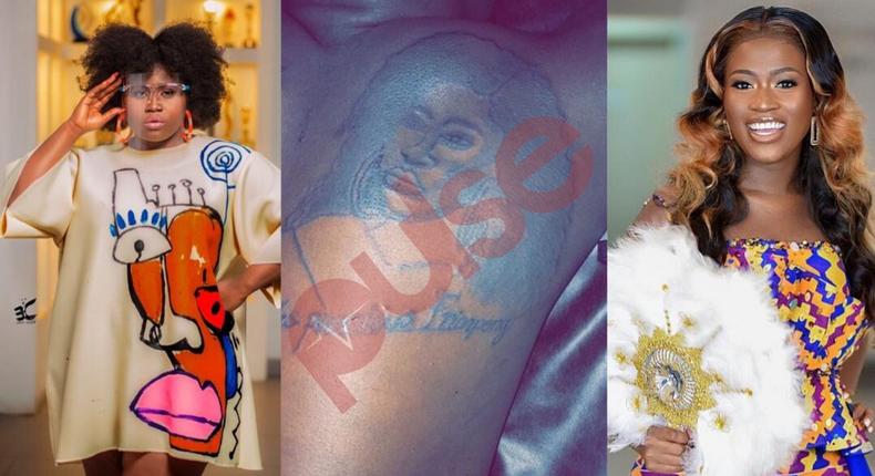 Fella Makafui fan tattoos her face but fans say it rather looks like Lydia Forson (PHOTO)