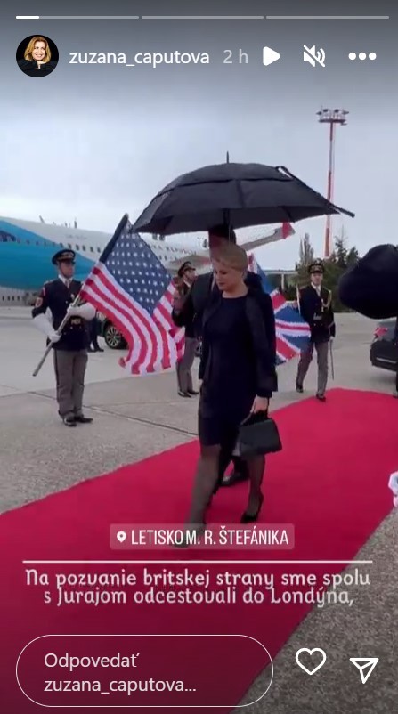 Čaputová odcestovala do Londýna.
