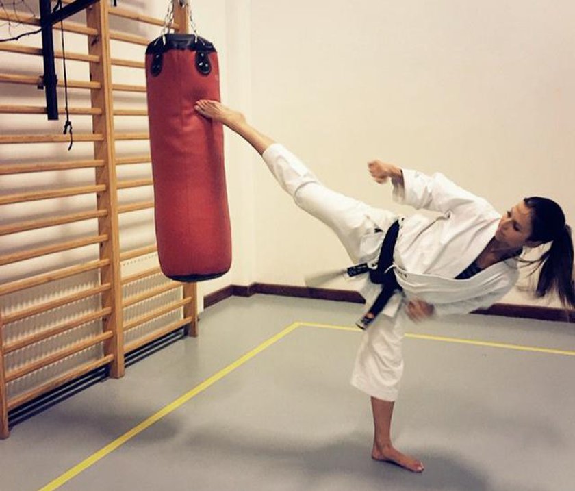 Anna Lewandowska w stroju karate