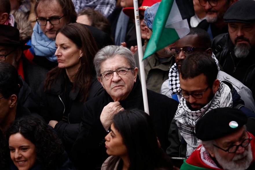 Jean-Luc Melenchon na propalestyńskiej demonstracji. Paryżu, 9 marca br.