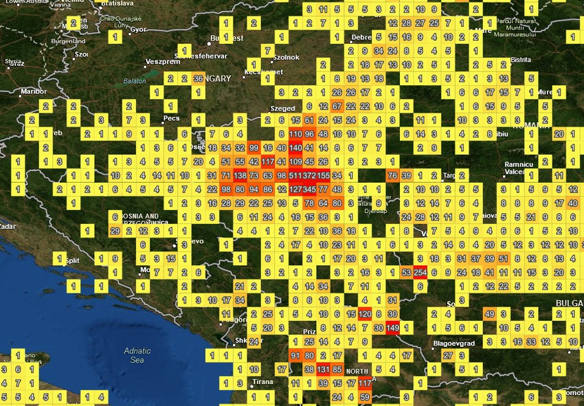 Crvena boja pokazuje da je u Vojvodini stanje alarmantno