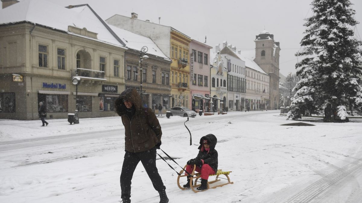 Sneh v centre Košíc.