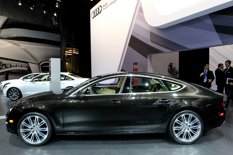 Audi A7 w wersji sedan prezentowany na wystawie New York International Auto Show (NYIAS) w Nowym Jorku, USA