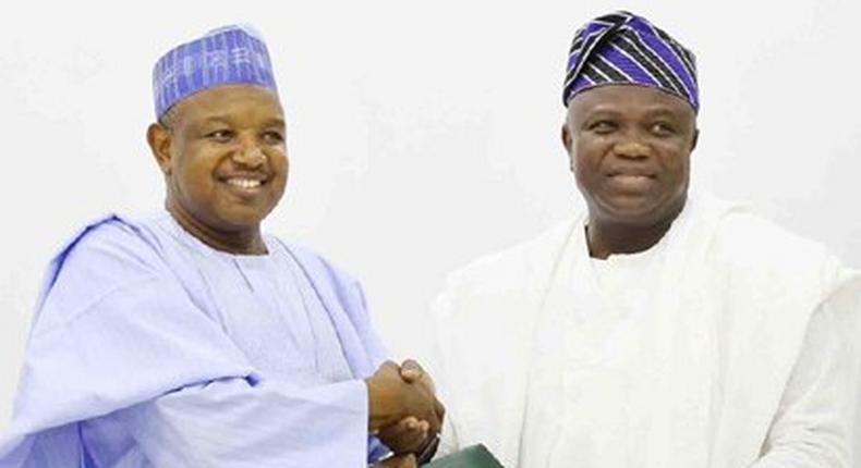 Governor Akinwunmi Ambode of Lagos State and Governor Atiku Bagudu of Kebbi State during the signing of the MoU