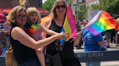 The author, left, with her family at Pride.Courtesy of Jess deCourcy Hinds