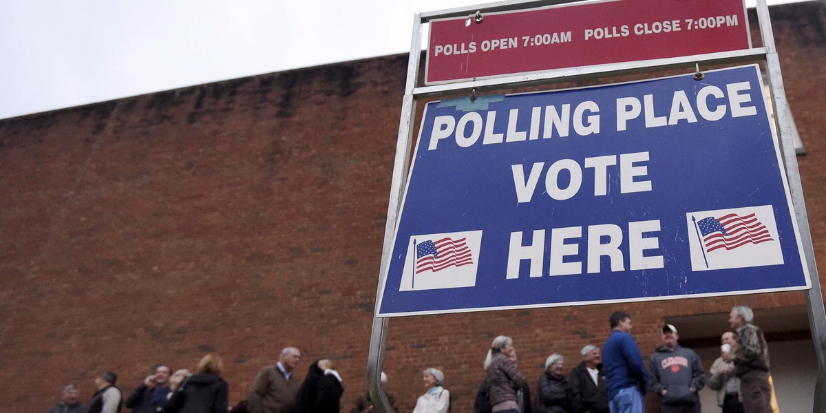 Voters wait in line at a polling station in Greenville, South Carolina.