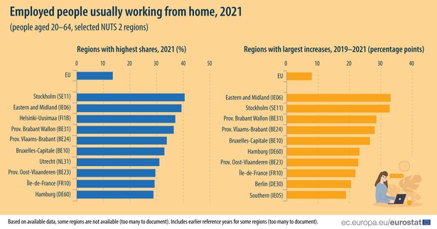 Praca zdalna w UE w 2021 r.