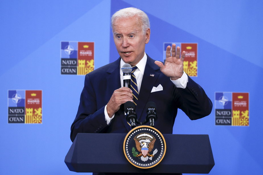 Joe Biden na konferencji prasowej podczas szczytu NATO w Madrycie