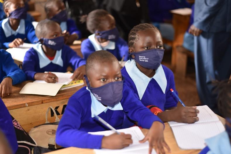 Pupils at the Olympic Primary School in Kibra constituency - Nairobi as in-person learning resumed on January 4, 2021