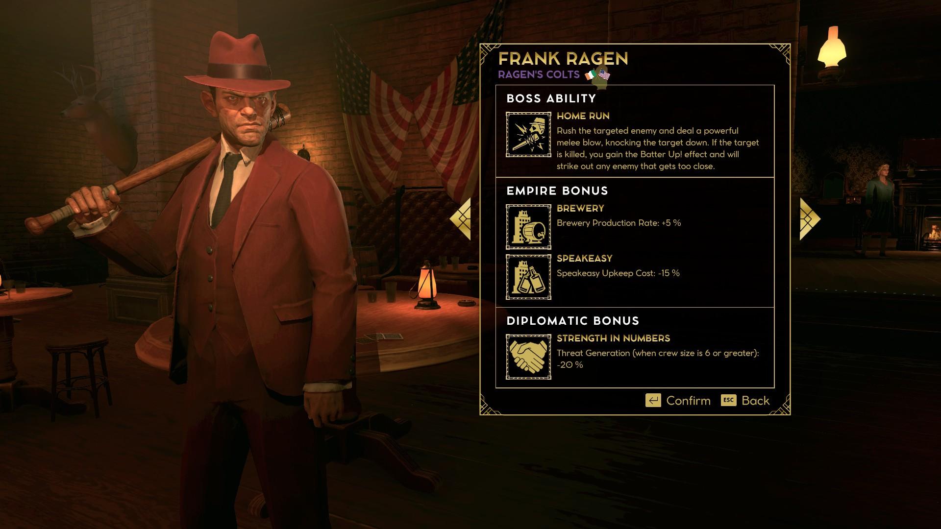 Na výber je široká škála rôznych mafiánskych bossov s unikátnymi vlastnosťami.