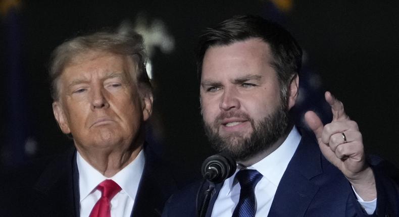 Former President Donald Trump and Sen.-elect J.D. Vance.Drew Angerer/Getty Images