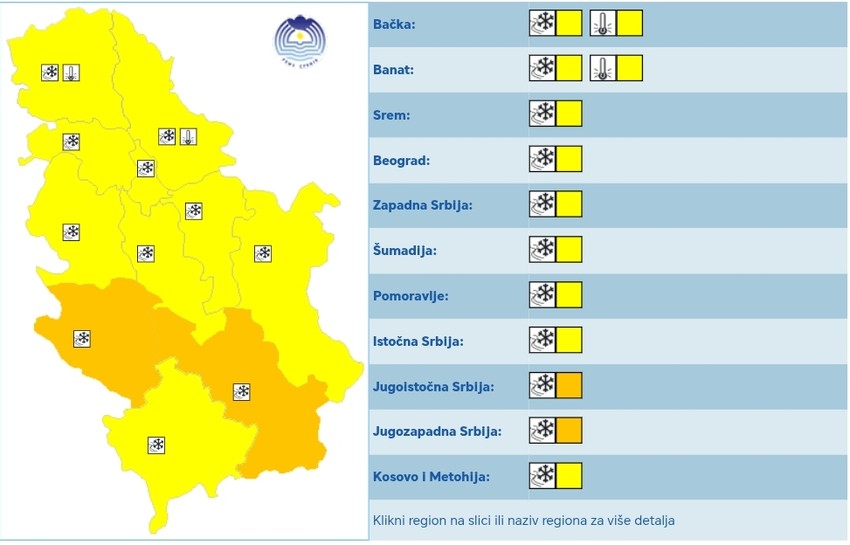 Meteoalarm za subotu