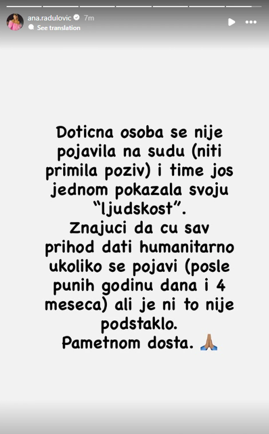 Ana Radulović se oglasila nakon što se Nađa Rakić opet nije pojavila na sudu