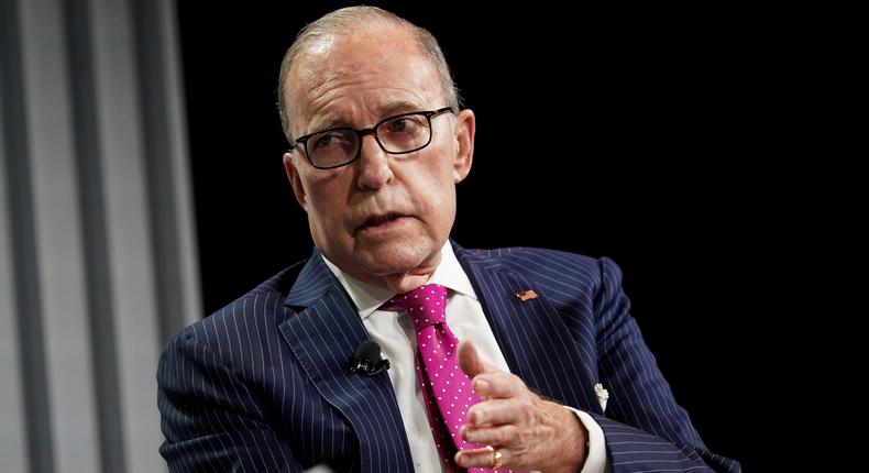 FILE PHOTO: U.S. Director of the Economic Council Larry Kudlow speaks during the Wall Street Journal CEO Council, in Washington, U.S., December 10, 2019. REUTERS/Al Drago