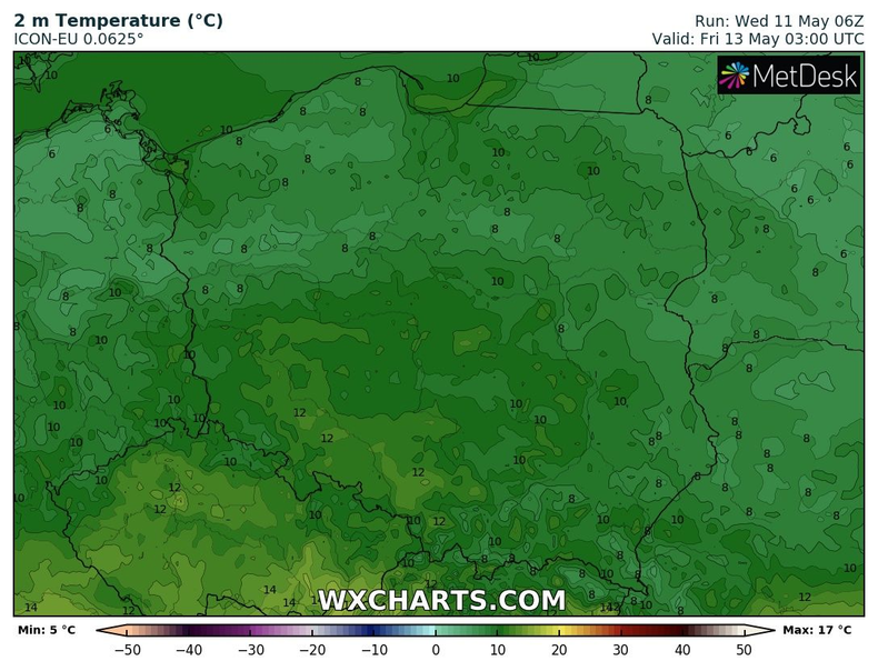 Noc będzie umiarkowanie ciepła