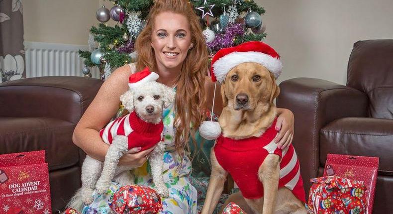 Oyinbo woman spent 600 thousand Naira on Christmas presents for her dogs.