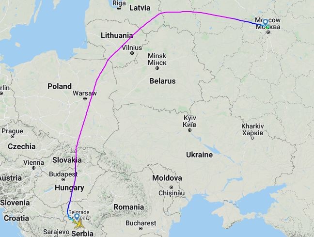 Air Serbia flight from Moscow avoids war zone on way to Belgrade