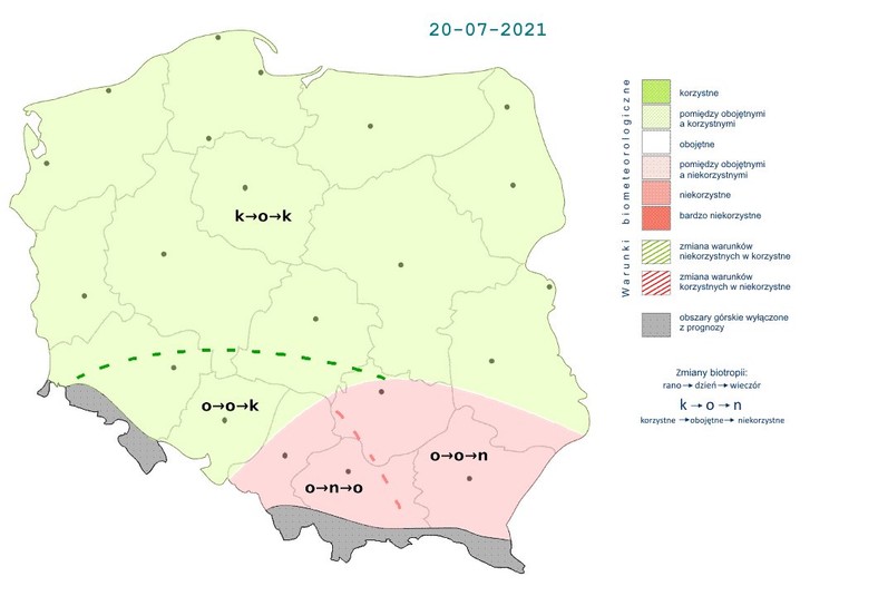 Warunki biometeorologiczne we wtorek