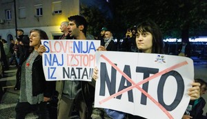 Protest protiv NATO u Ljubljani, Slovenija, 11. oktobra 2025.