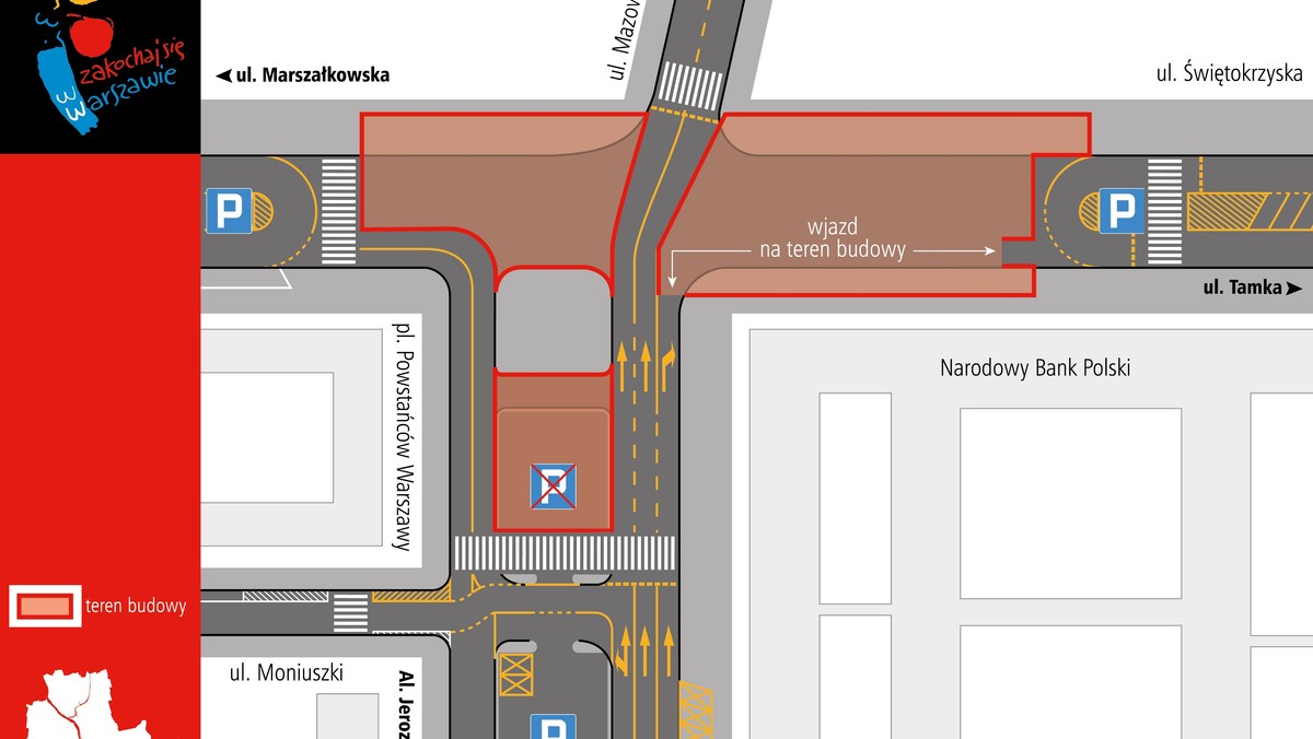 Uwaga kierowcy! Od poniedziałkowej nocy będzie można już jeździć na wprost przez plac Powstańców Warszawy. Budowniczowie II linii metra "wyprostują" jezdnię prowadzącą z ul. Szpitalnej w Mazowiecką.