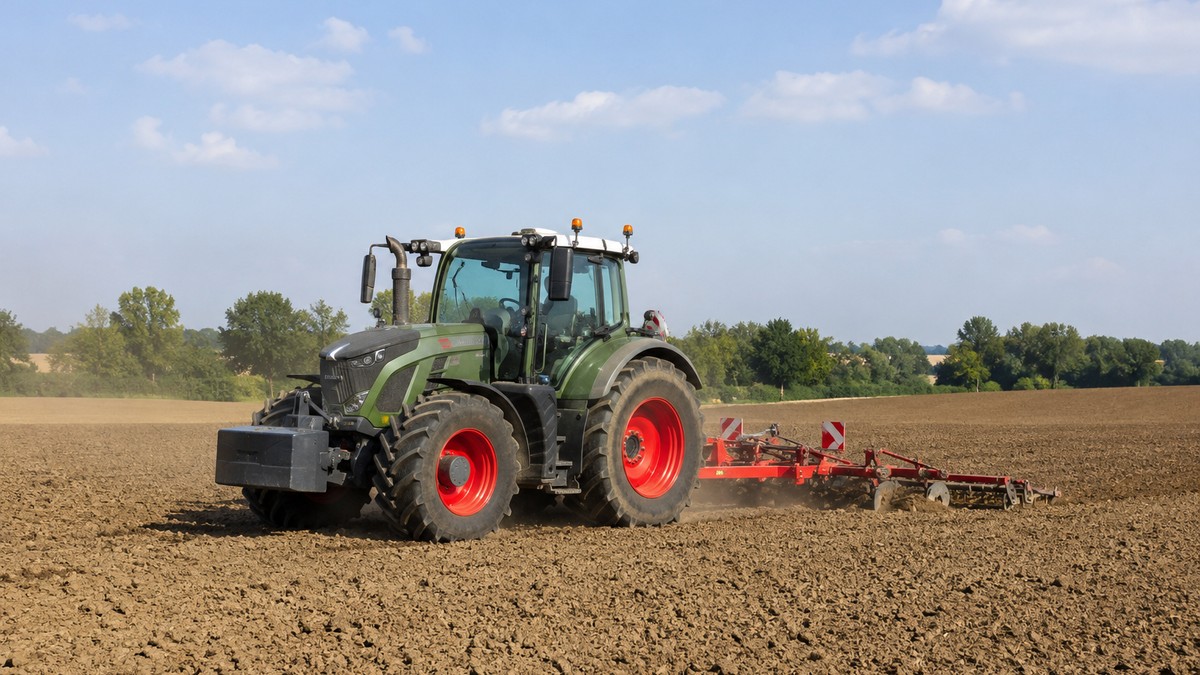Traktor na njivi - ilustracija