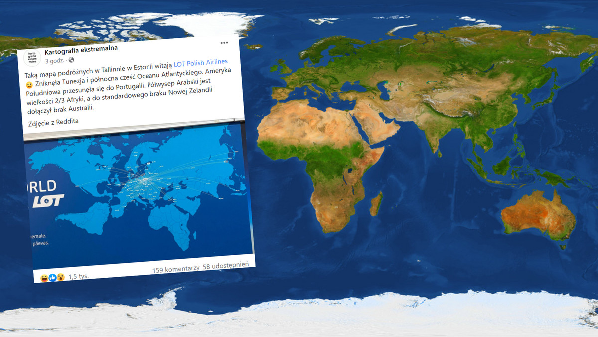Zaskakująca mapa LOT-u bawi internautów. Nie zgadza się kilka "szczegółów"