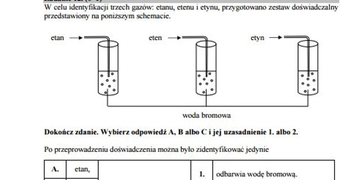 Arkusz egzaminacyjny - nauki przyrodnicze