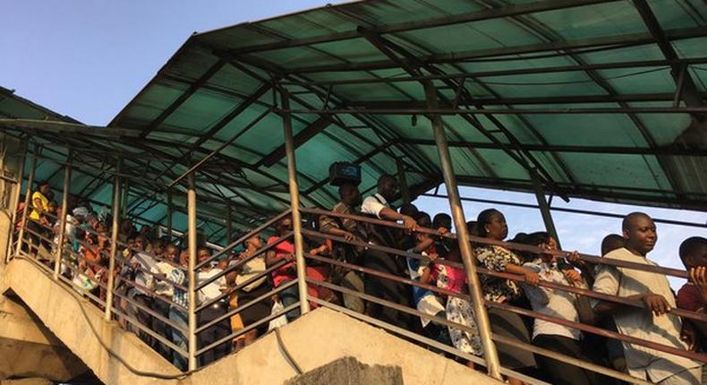 Lagosians forced to use the pedestrian bridge