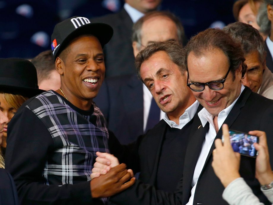 Xavier Niel (right), with Nicolas Sarkozy (centre) and Jay Z.