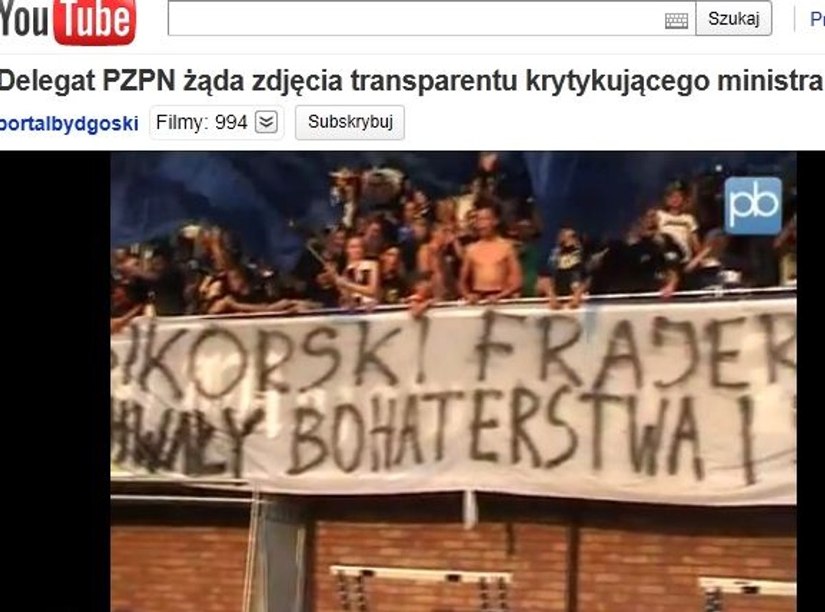 "Sikorski frajerze..." Kolejny atak kiboli. Zobacz wideo