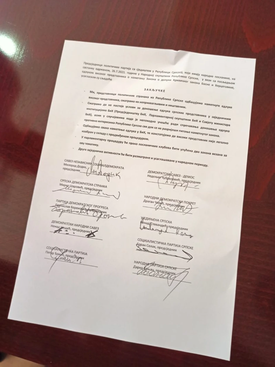 Zaključak sa sastanka lidera partija